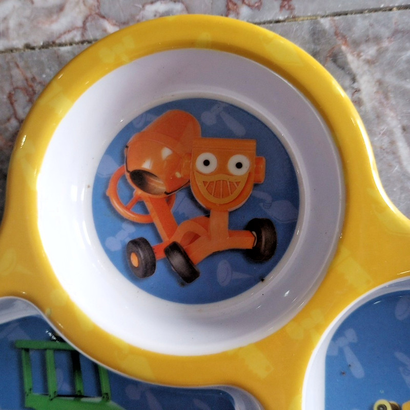 Vintage 2001 Bob the Builder Divided Toddler Plate - Zak Designs Melamine gallery