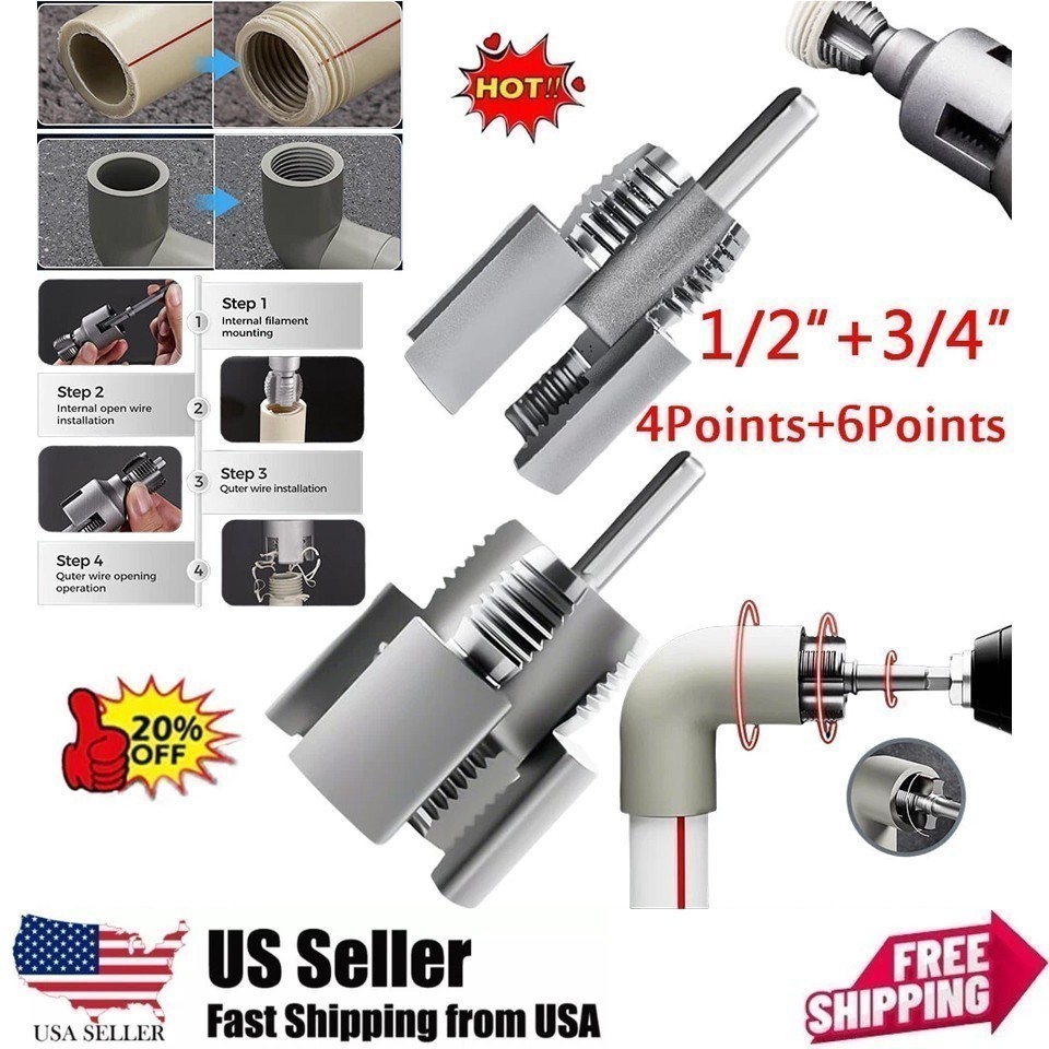 2Pack Integrated Internal External & Pipe Threading-Tool, PVC Pipe Threader Kit~ gallery