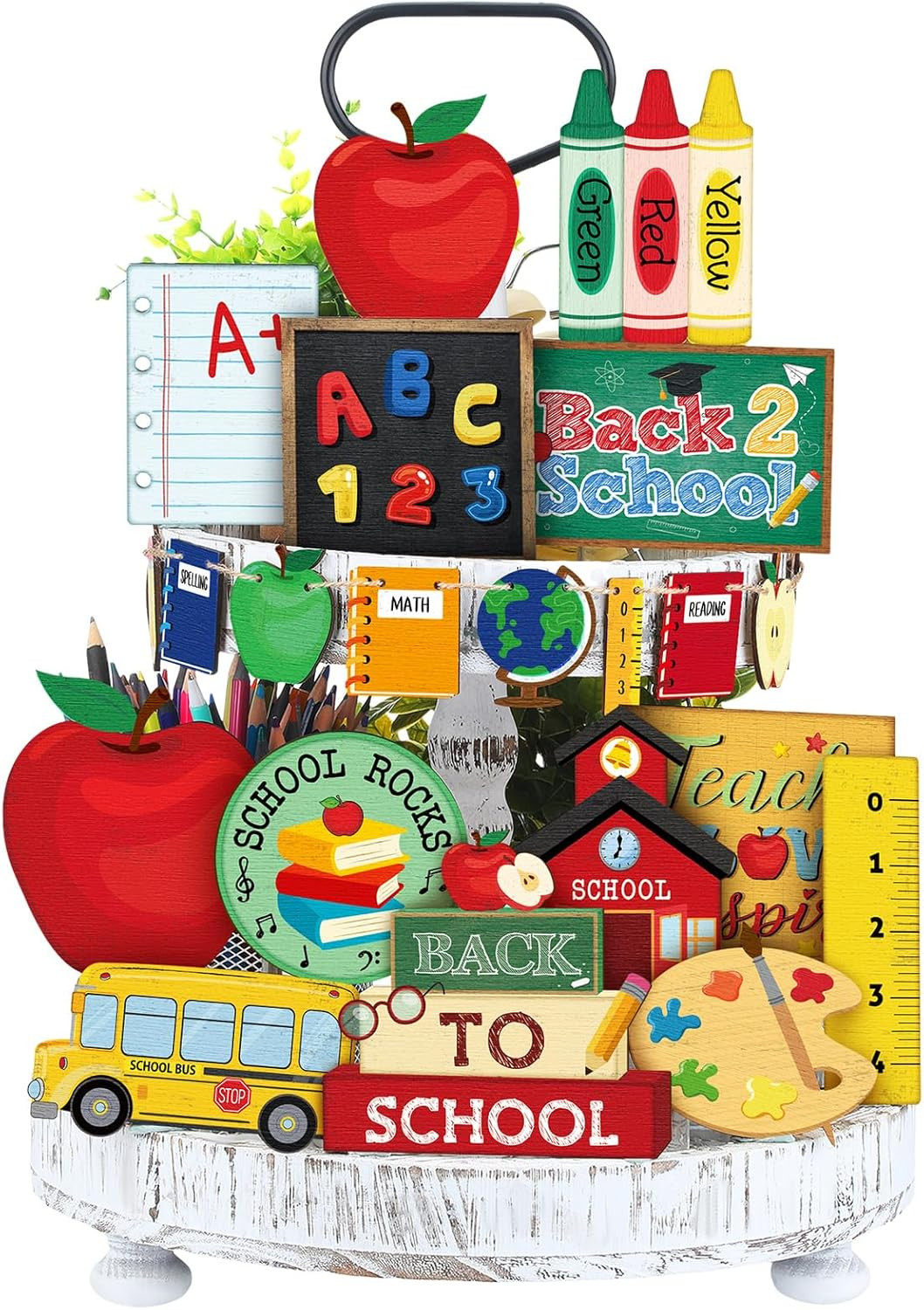 19 Pcs Back to School Decorations Back to School Tiered Tray Decor Fun Appreciat gallery