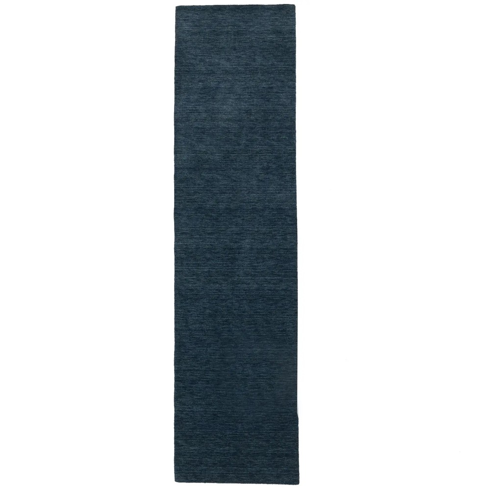 Steel Blue Solid Design Hand-Loomed 3X10 Gabbeh Wool Runner Rug Oriental Carpet