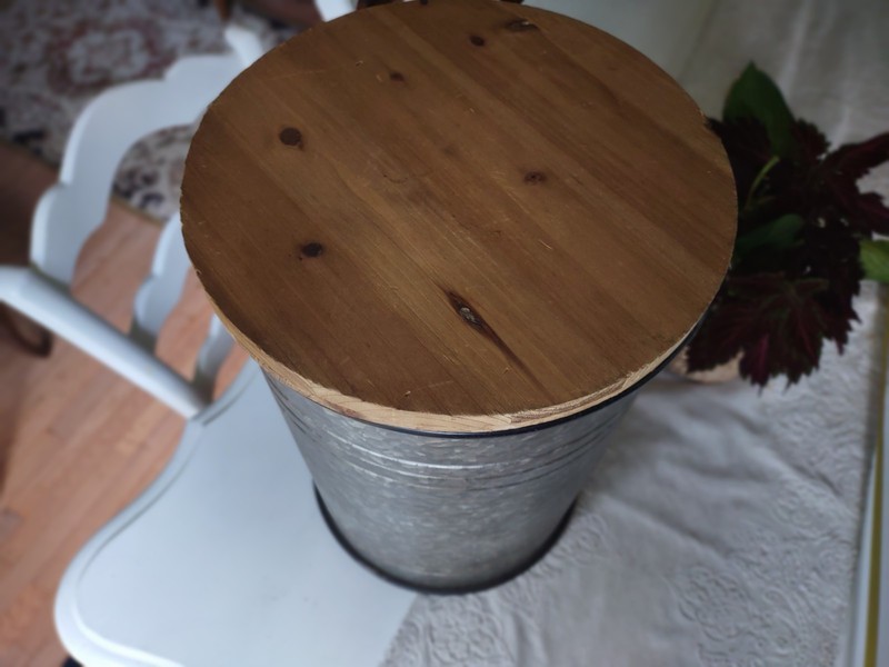Rustic Storage Stool Side End Table Farmhouse Galvanized Metal Grey Wood 18x12" gallery
