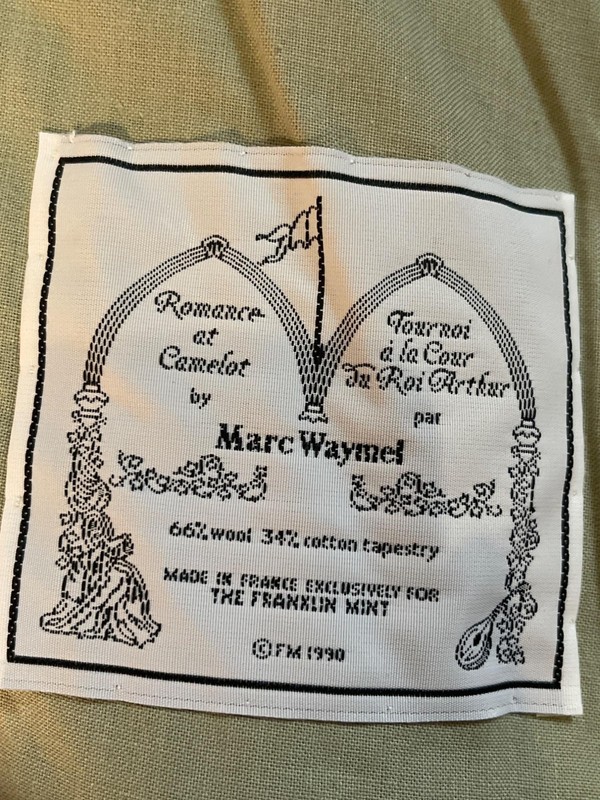 Marc Waymel “Romance at Camelot” c. 1990 French Wool Mechanical Tapestry 35”X50” gallery