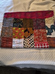 TAJ HOTEL Kantha Silk Blend Patchwork Throw Multicolor/Purple 50” x 70” NWT