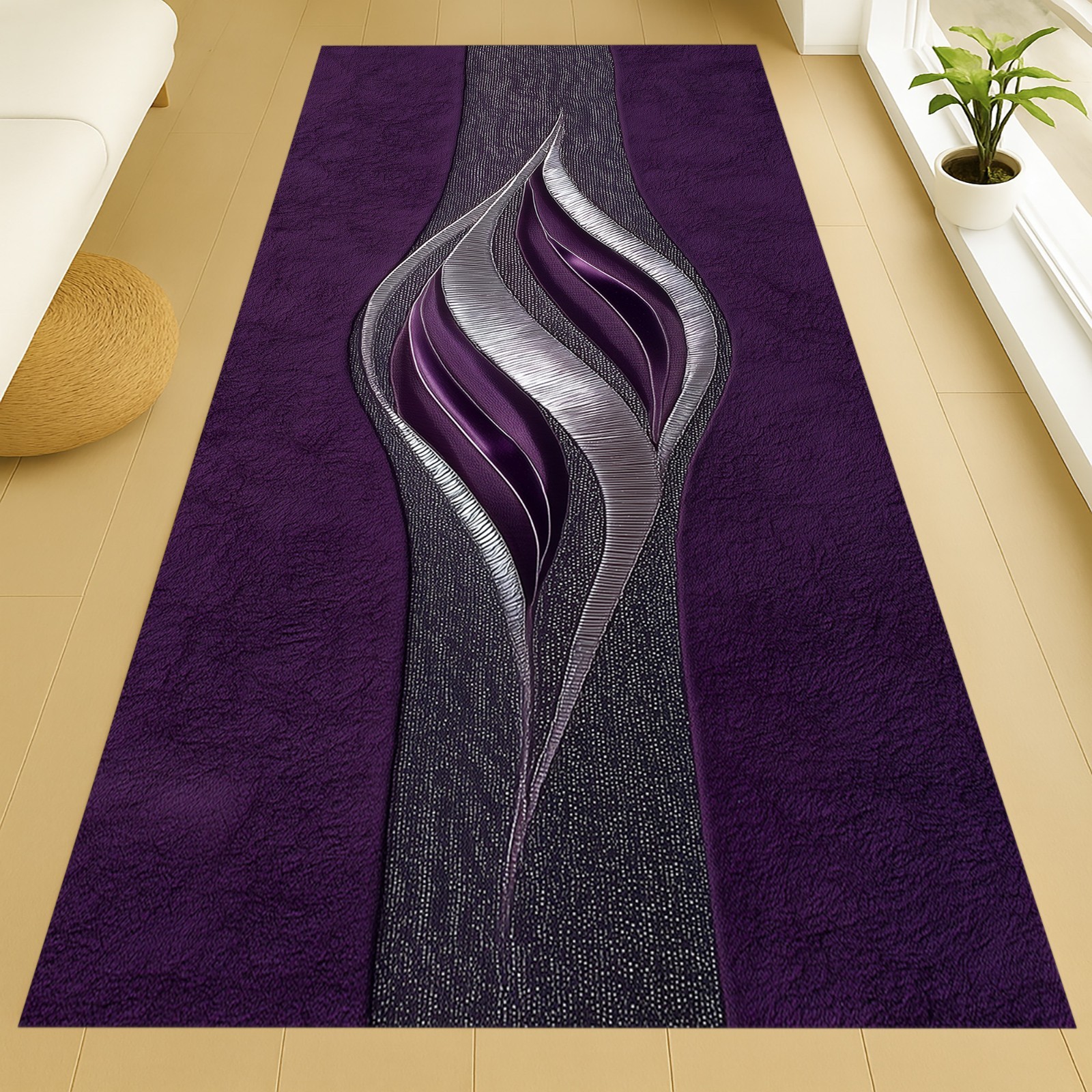 Purple Gray Runner Rug,Purple Gray Long Rug,Purple Gray Entry Rug,Purple GrayRug gallery