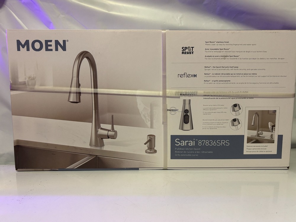 Moen Sarai 87836SRS Pulldown Kitchen Faucet w/ Soap Dispenser & Powerboost
