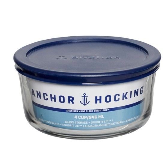 (2 pack) Anchor Hocking Glass Food Storage Container with Lid, 4 Cup Round gallery
