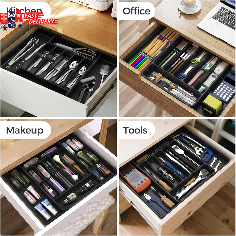 Extra Large Expandable Silverware Organizer, Bpa-Free Food-Safe Cutlery Flatware gallery