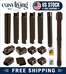 3″W 10Ft Mini Split Line Set Cover Kit PVC AC Pipe Cover Brown Universal