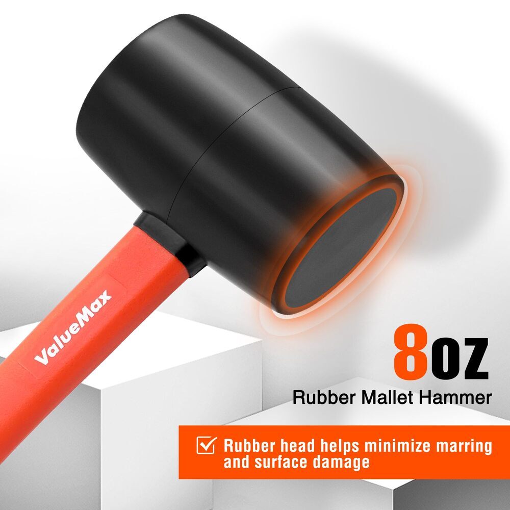 ValueMax Rubber Mallet Hammers 8oz Double-Faced Soft Mallet w/Fiberglass Handle gallery