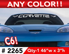 C6 CORVETTE w/ Side Logos WINDSHIELD DECAL STICKER 46″w x3″h Any 1 Color