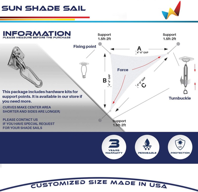 Custom Size Brown Right Triangle Sun Shade Sail Outdoor Canopy Awning W/8 in Kit gallery
