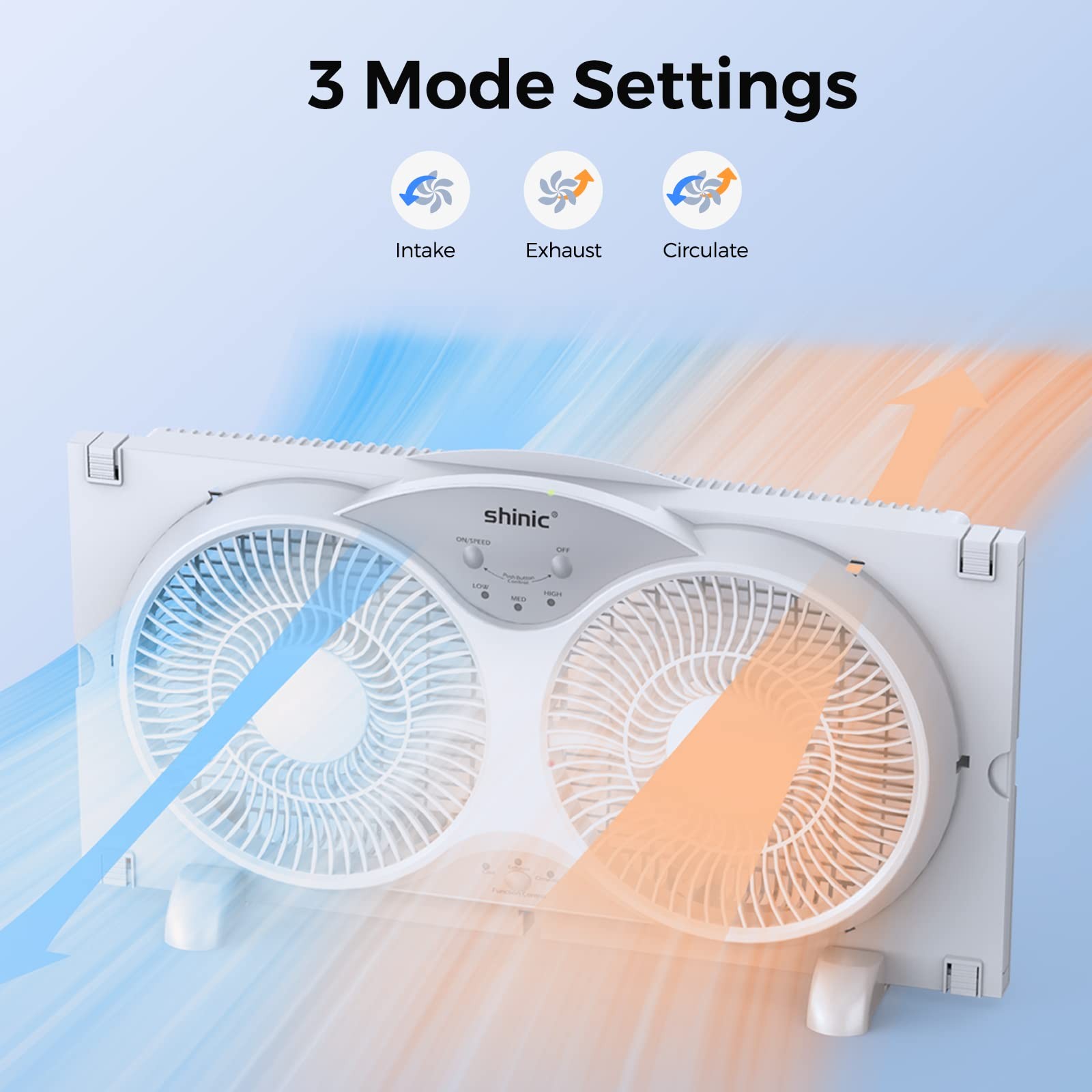 Window Fan 9 Inch Twin Reversible Airflow 3 Speeds Adjustable shinic 2026 Quiet gallery