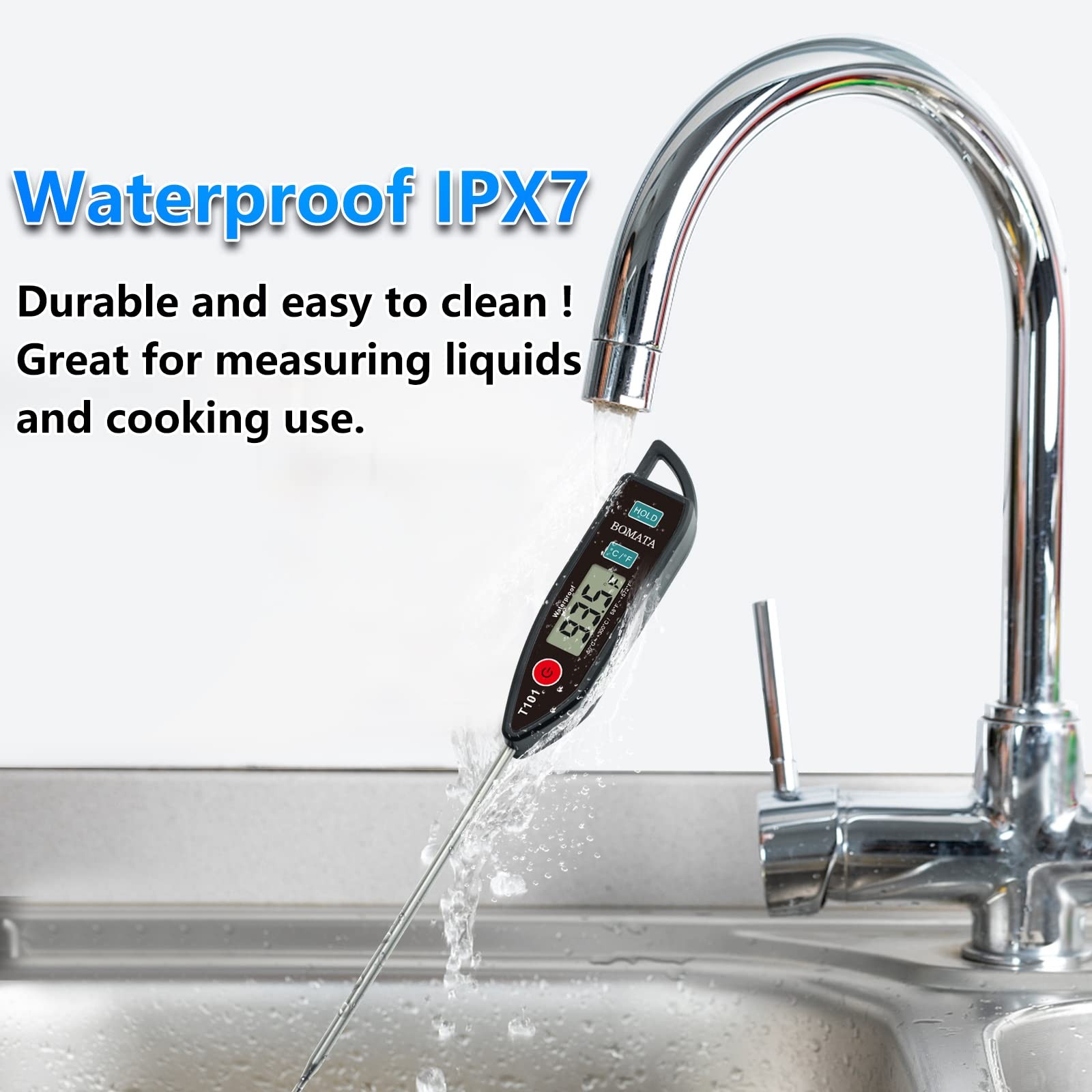 BOMATA Digital Water Thermometer for Water, Liquid, Candle and Cooking. Black gallery