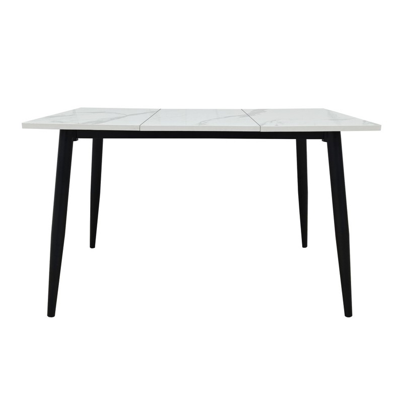 Rectangular Wooden Dining Table White Wood Metal Frame 4 6 Seater Space Saving gallery