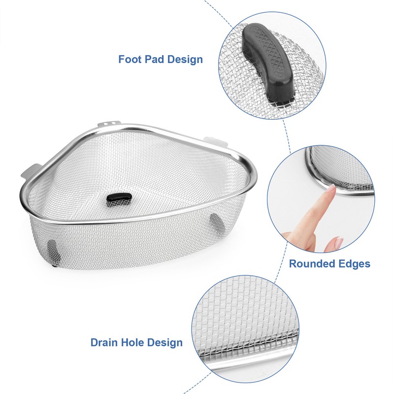 Kitchen Triangle Corner Sink Strainer, Stainless Steel Food Catcher Drain Basket gallery