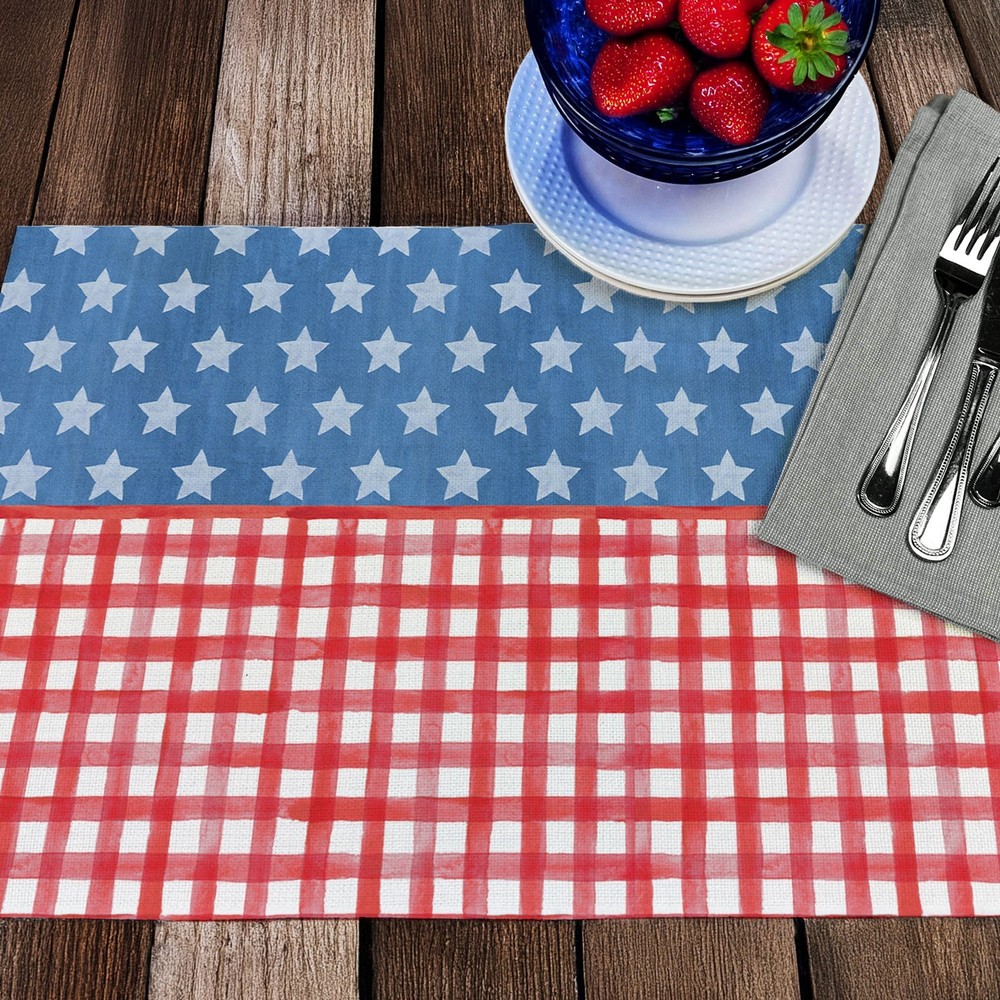 Old Glory Gingham 4-Pack Poly-Cotton Blend Placemats Manufactured in The USA