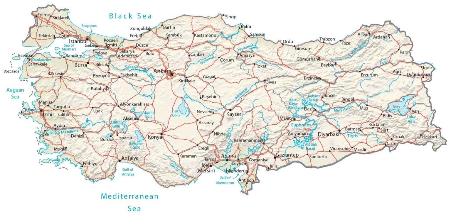 Turkey Turkiye Physical Map GLOSSY POSTER PICTURE PHOTO PRINT BANNER 13921 gallery