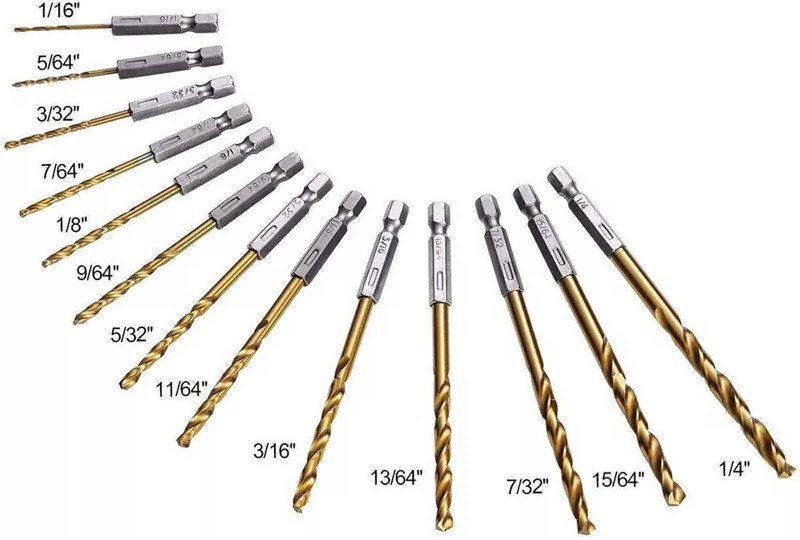 13PCS 1/4" HEX Shank Drill Bits With Titanium Coating HSS Twist Drill Set Metal gallery