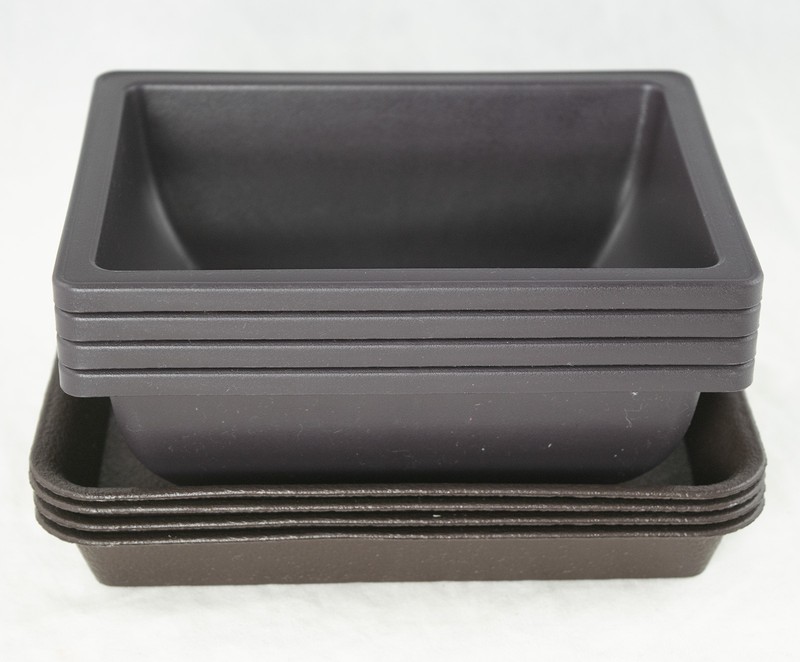 4 Sets Rectangular Plastic Cactus, Bonsai Training Pot + Tray 6.25"x 4.75"x 2" gallery