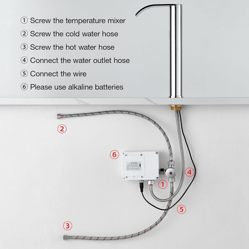 Touchless Bathroom Sink Faucet Automatic Sensor Waterfall Vessel Hands-Free Tall gallery