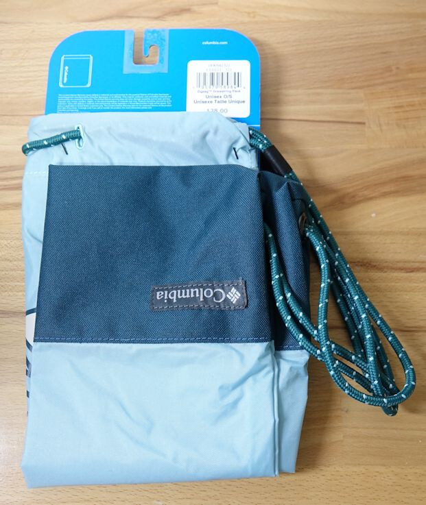 Columbia Zigzag Drawstring Pack Water Resistant Nylon & Polyester Aqua Haze NEW 4
