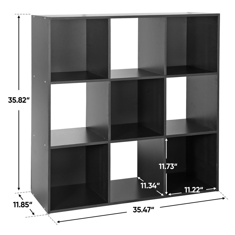 9 Cube Storage Organizer 3 Tier Stackable Wood Open Bookcase Display Shelf Black gallery