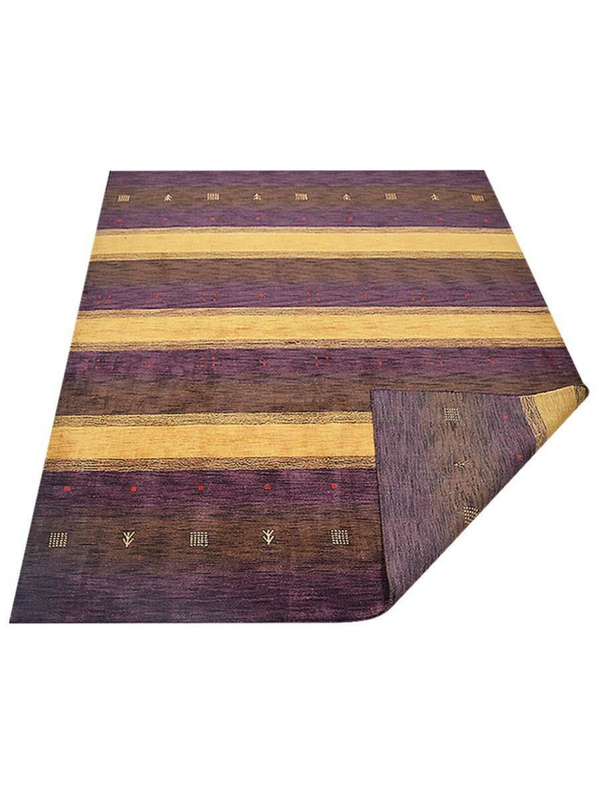 Eco-Friendly Hand Knotted Loom Wool Area Rug Contemporary Purple Gold BBL0A211 gallery