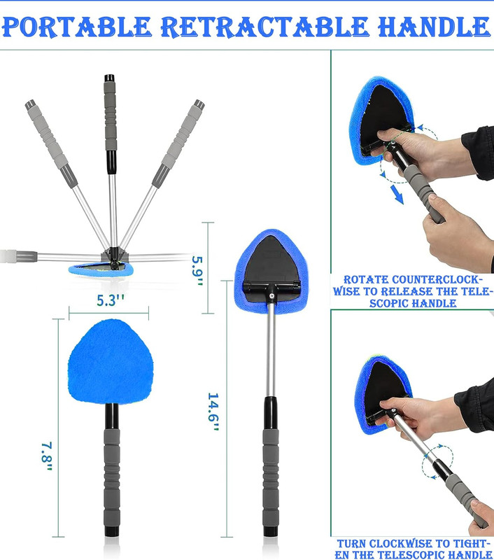 Windshield Cleaner Tool With Reusable Microfiber Pads - Car Window Glass Wipe... gallery