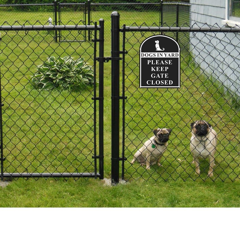 2 Pack Please Close The Gate Metal Sign - Dogs In Yard - Brushed Aluminium Du... gallery