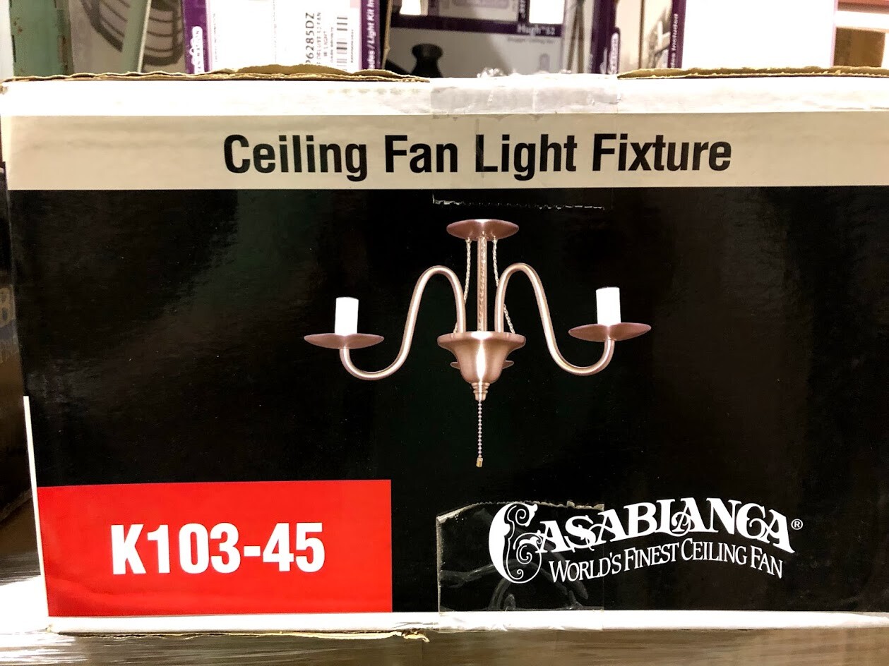 Casablanca Ceiling Fan 3-Arm Center Stem Light Fixture 180-watt Nickel K103-45 gallery
