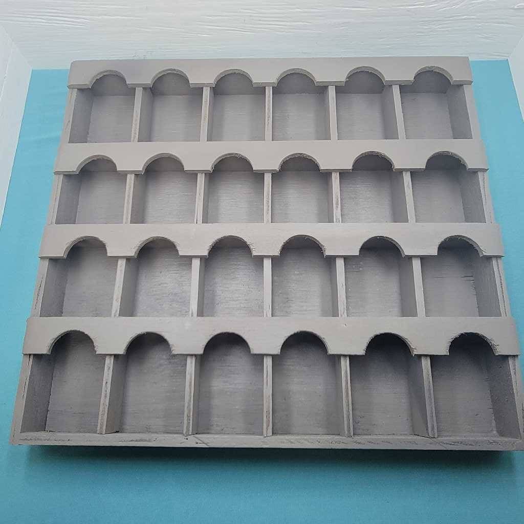24 Cubby Shelf Display Holder Arched Style Wood Wall Mount Organizer gallery