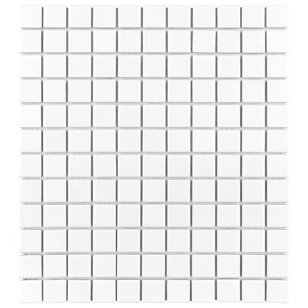 Metro 1 In. Square Matte White 10-3/4 In. X 11-3/4 In. Porcelain Mosaic Tile (9. gallery