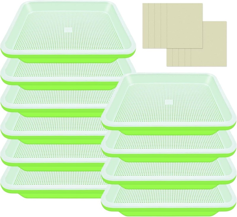 12 Complete SETS Seed Sprouter Tray with Drain Holes Nursery Microgreens Growing gallery