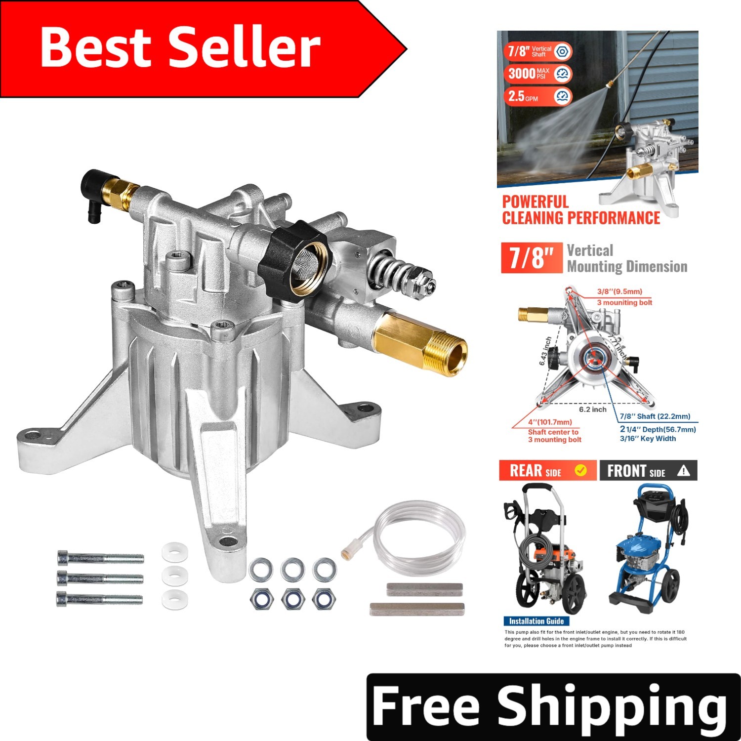 Adjustable Unloader Pressure Washer Pump - MAX 3000 PSI, Easy Start Design gallery