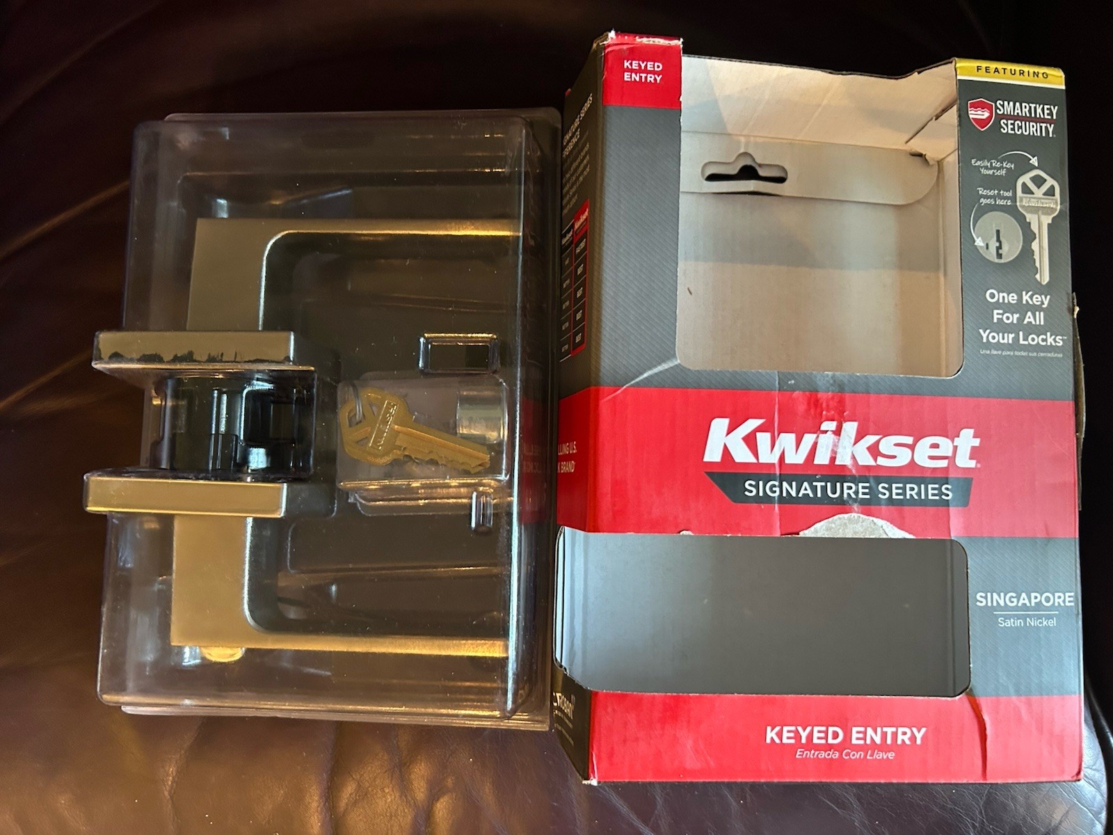 scuffs: Complete, Kwikset Keyed Entry Singapore LEVER set SATIN NICKEL gallery