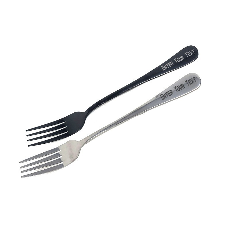 Custom Engraved Forks Black & Silver – Add Your Message Stylish Dining Gift Idea gallery