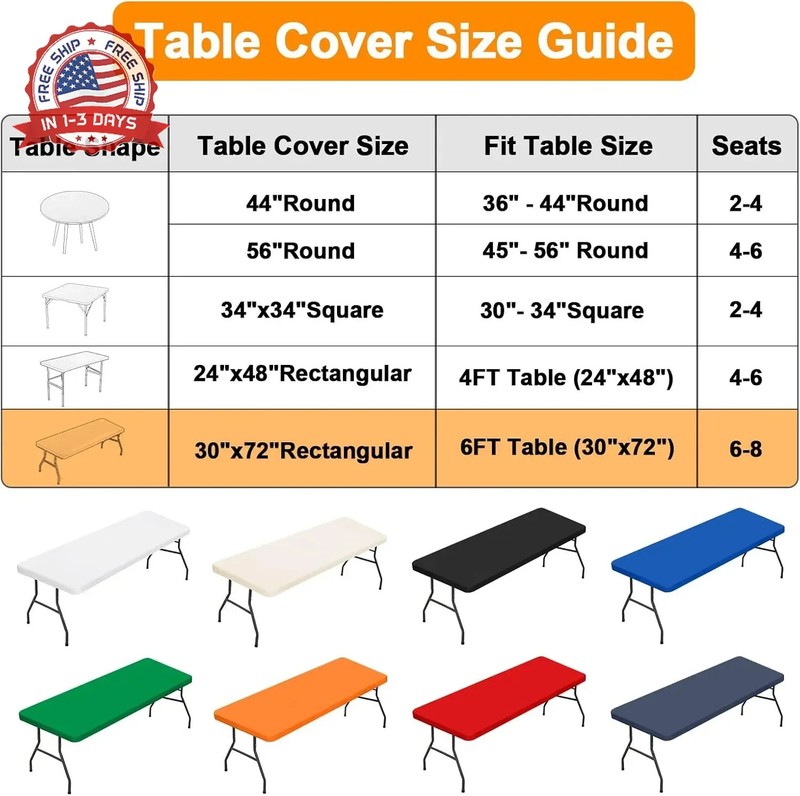BDDC 2 Pack Rectangle Fitted Table Covers for 6 Foot Tables - 30" x 72" Stretchy gallery