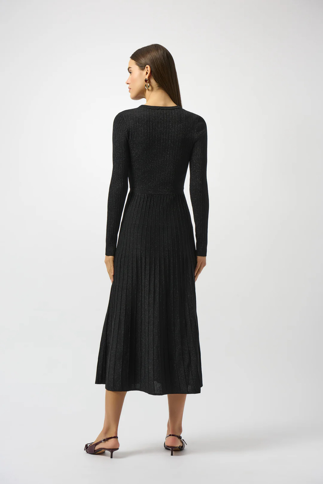 Joseph Ribkoff Black Crew Neck Long Sleeve Fit and Flare Dress 253987 gallery