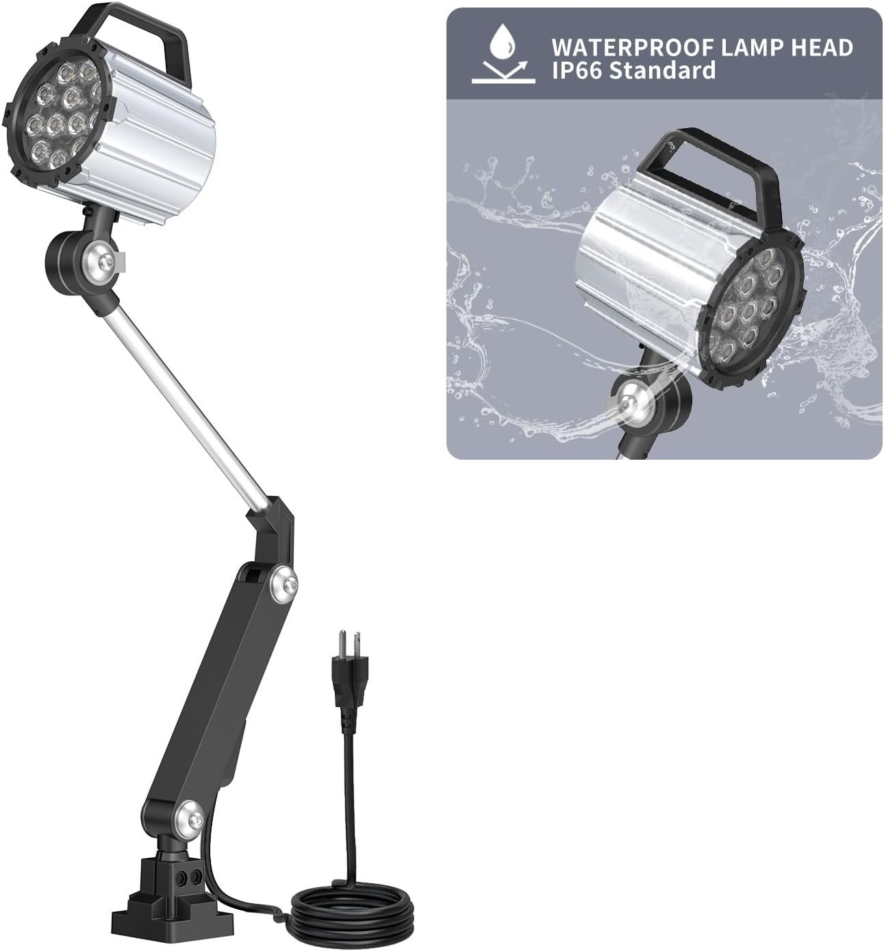 Articulating Led Work Light, 18W Machine Lights, 1800 Lumens Flexible Wood Lathe gallery