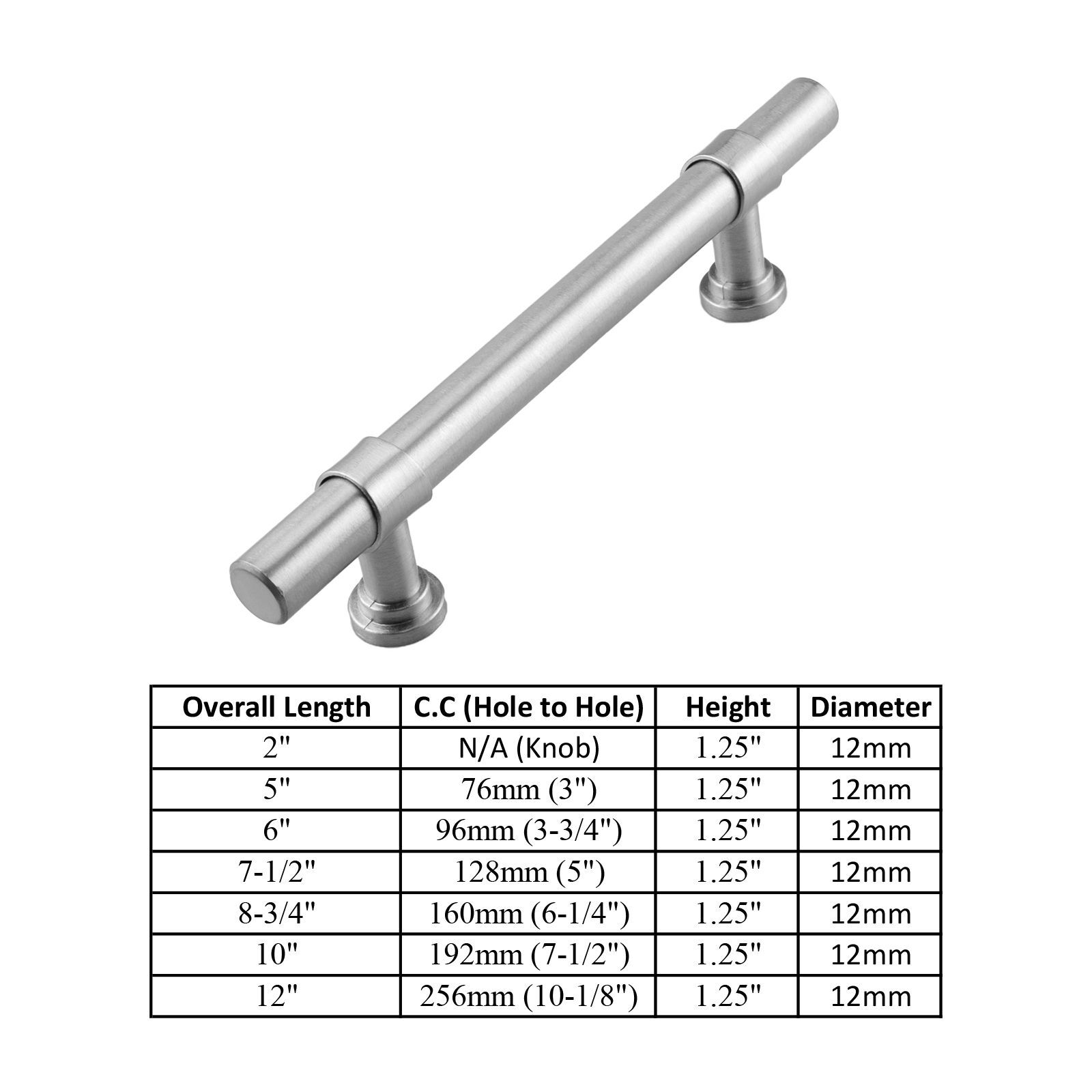 Brushed Nickel Kitchen Cabinet Handles Bathroom Knobs Bar Pulls Stainless Steel gallery
