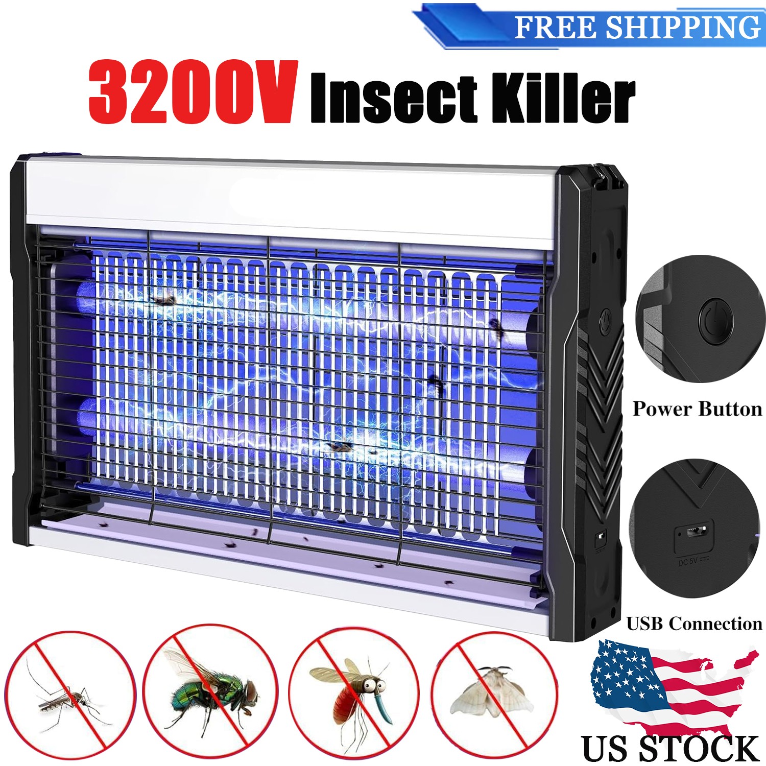 Fly Killer Electric Fly Zapper 3200V USB Port Powerful Mosquitoes Killer Lamp,g gallery