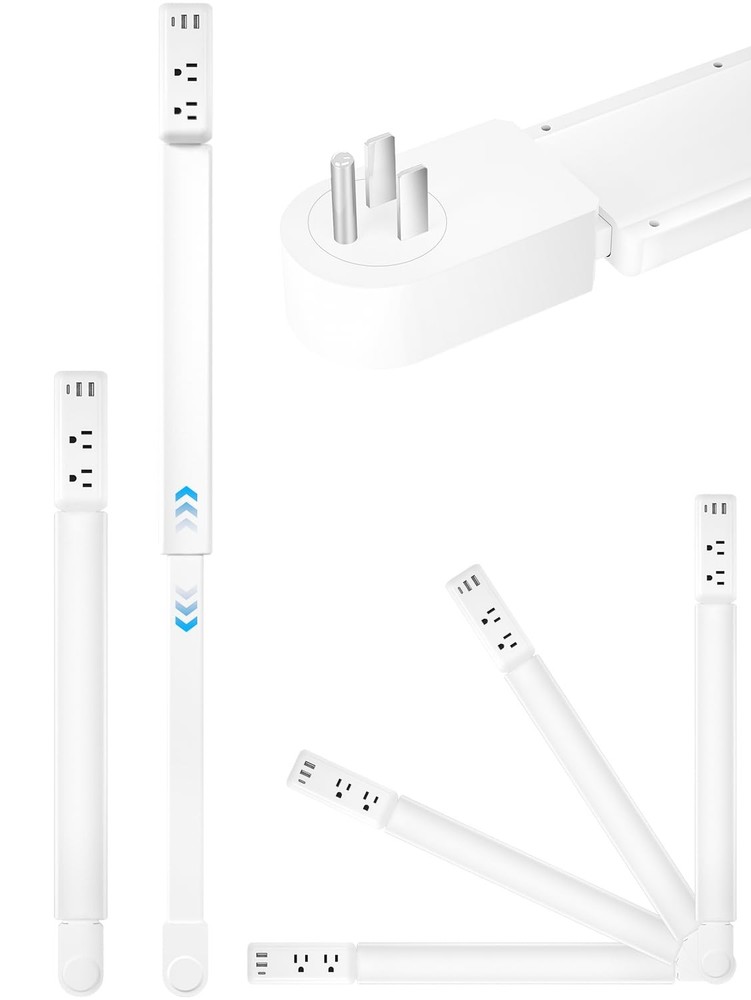 Eletrical Outlet Extender Stick 22"-34" Vertical Power Socket Expander with 2 AC