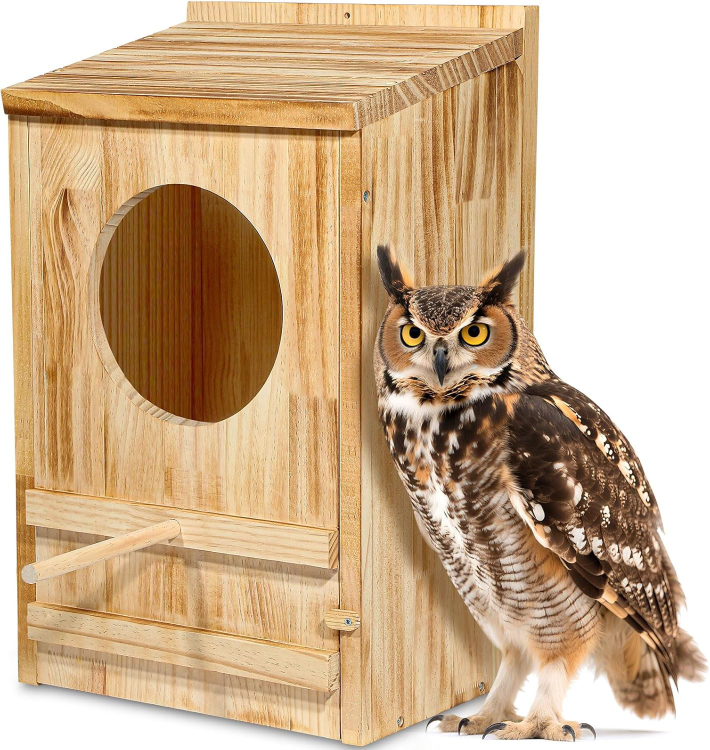 Large Great Horned Owl House,Owl Nesting Box for Outside,Wooden Nest House 14''X gallery