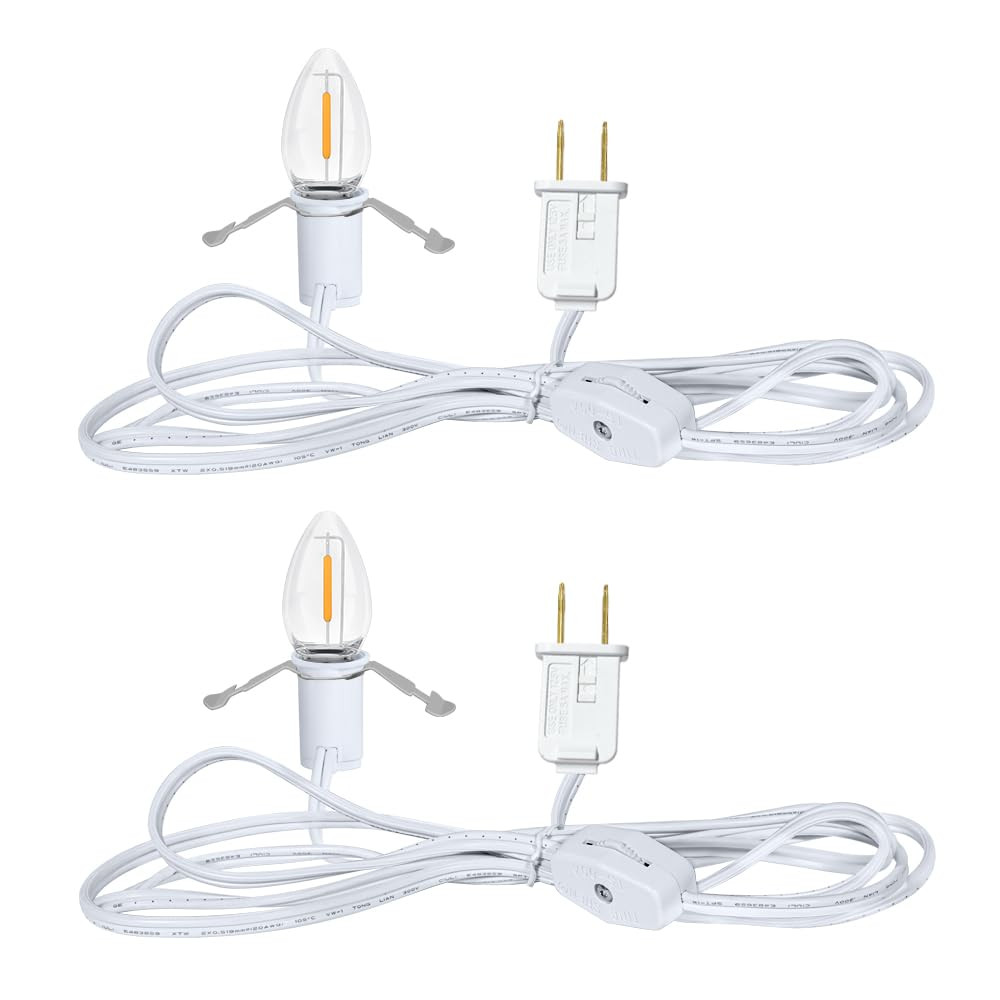 6FT Blow Mold Replacement Light Kit, C7 Clip Lights with One Bulb On/Off Switch