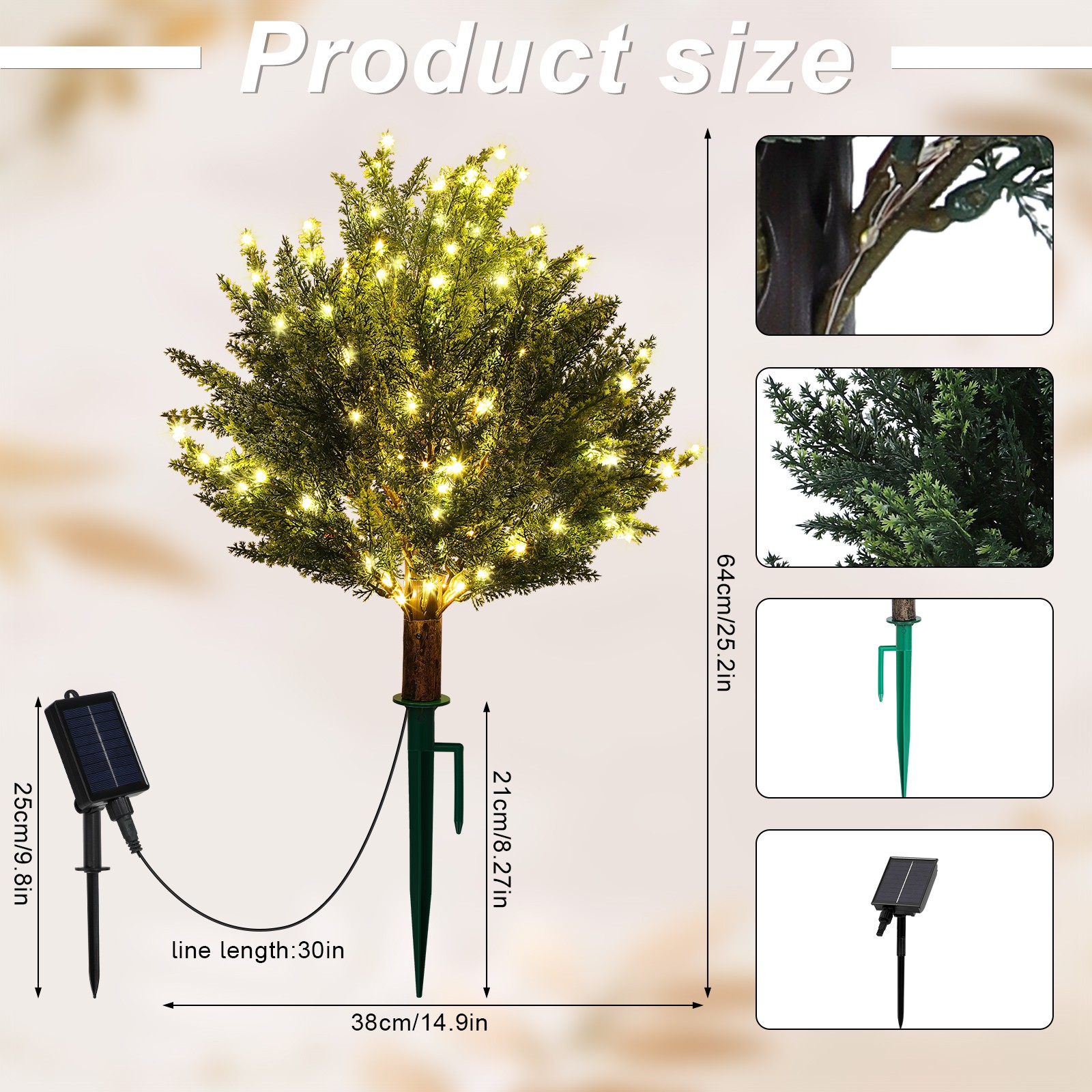 2PC Solar Artificial Cedar Topiary Ball Trees Lights for Porch Garden Backyard gallery