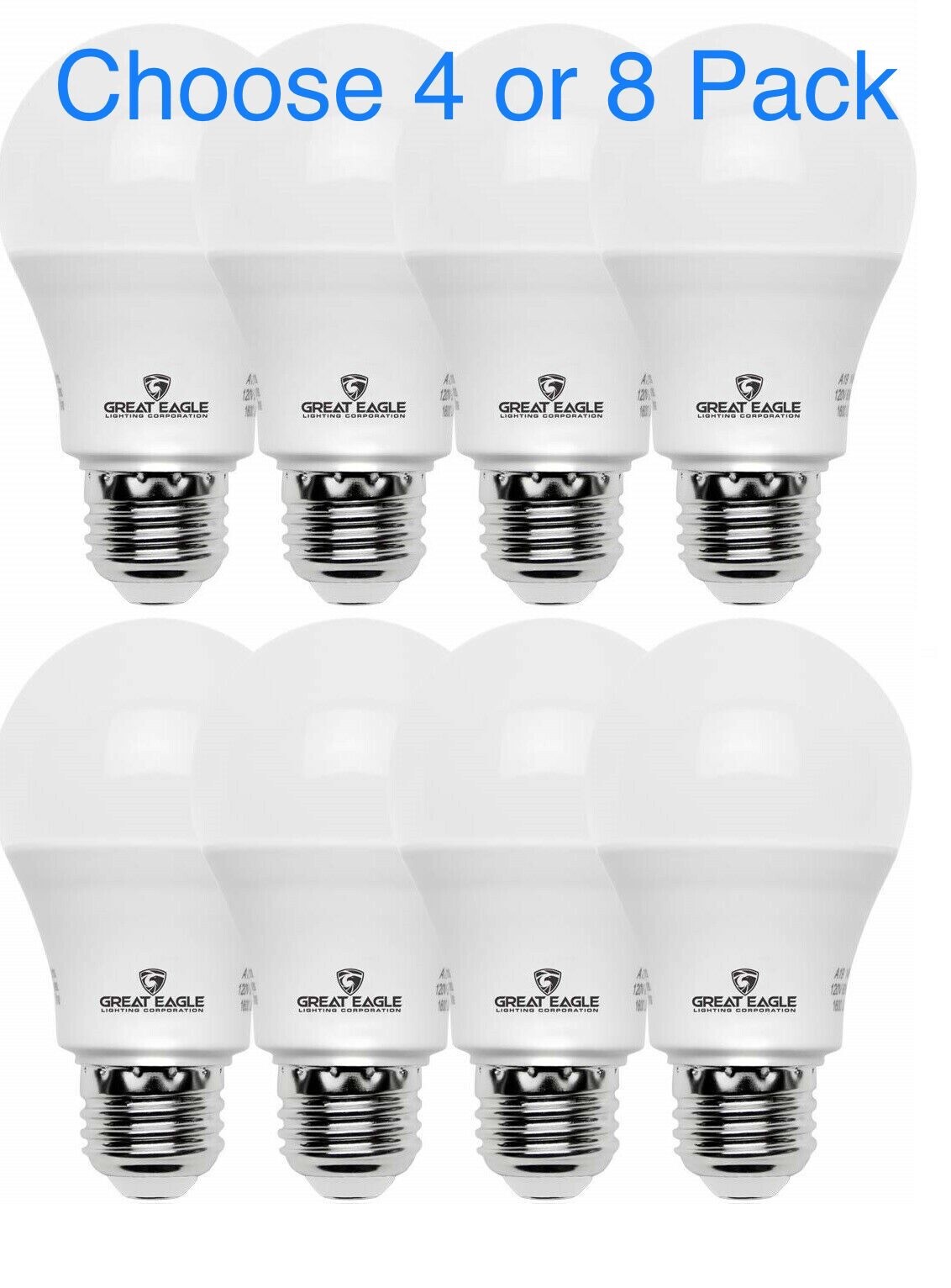 Great Eagle 60W Replacement A19 LED bulb: 2700K/3000K/4000K/5000K (4- or 8-Pack) gallery
