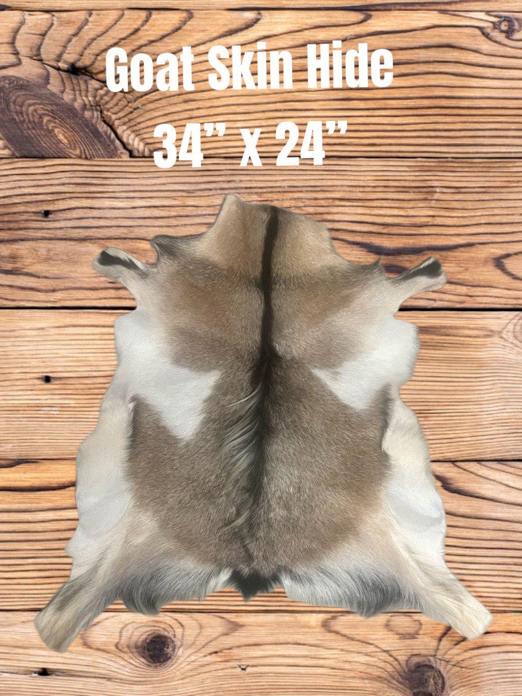 Large GOAT Western Hide Rug Natural Pattern Fur Goat Hide 34” X24” gallery