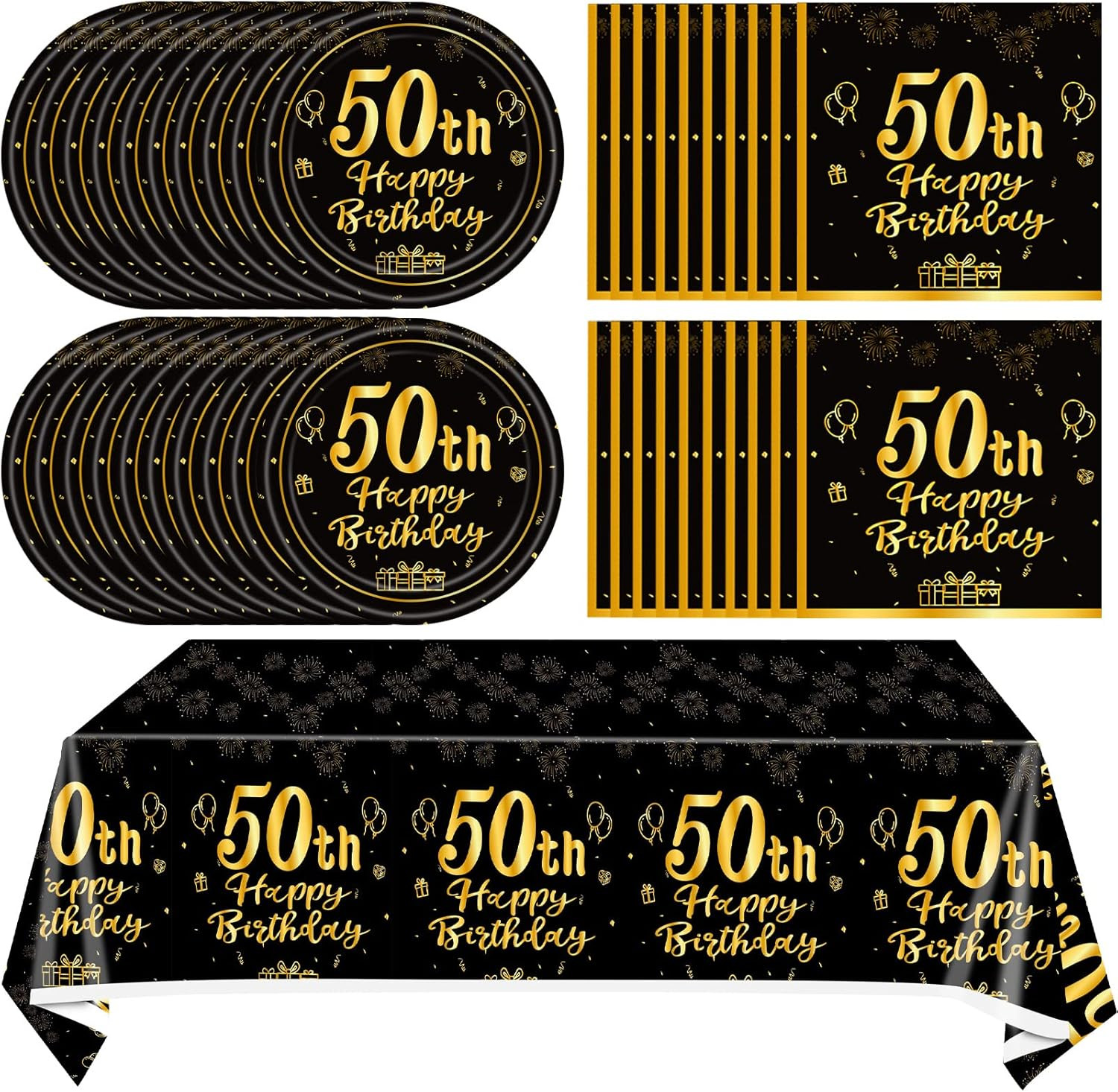 41Pcs 50th Birthday Party Decorations for Men Women, Black Gold Happy 50th Birth gallery