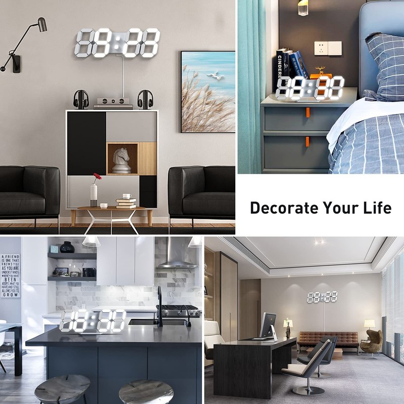 EDUP HOME 3D LED Digital Wall Clock/Desk Alarm Clock with Remote Control for ... gallery