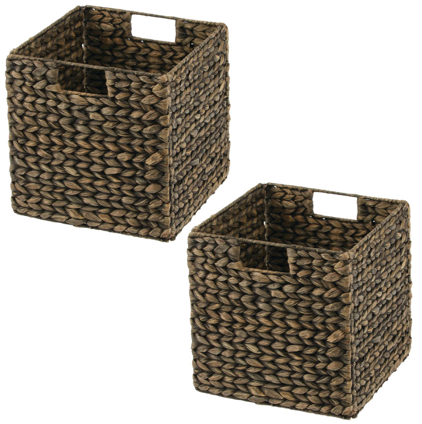 MDesign Storage Bins Black Wash Seagrass Folding Cube Storage Bin - Set of 2,NWT gallery